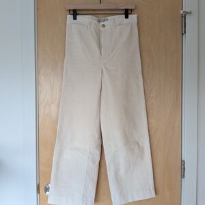 Everlane Cream Corduroy Cropped Wide-Leg Pants